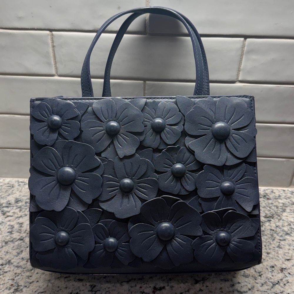 Kate Spade Thompson Street 3D Floral Sam Satchel - Parisian Navy